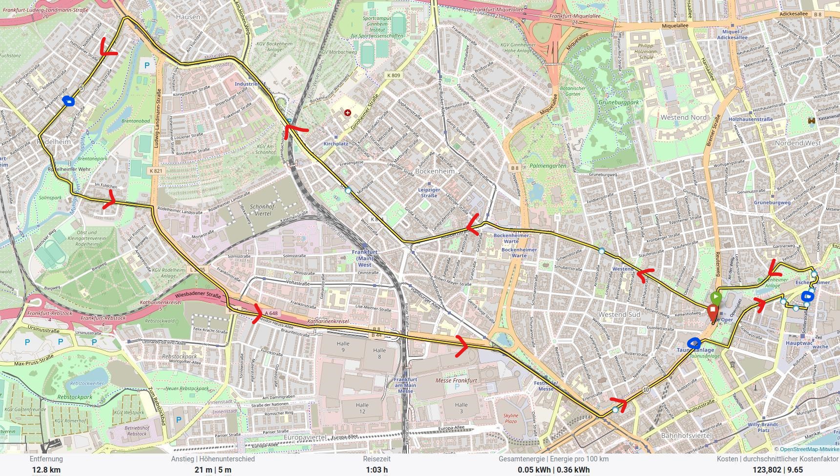 Eine Stadtkarte, auf der die Route des Ride of Silence 2023 eingezeichnet ist.